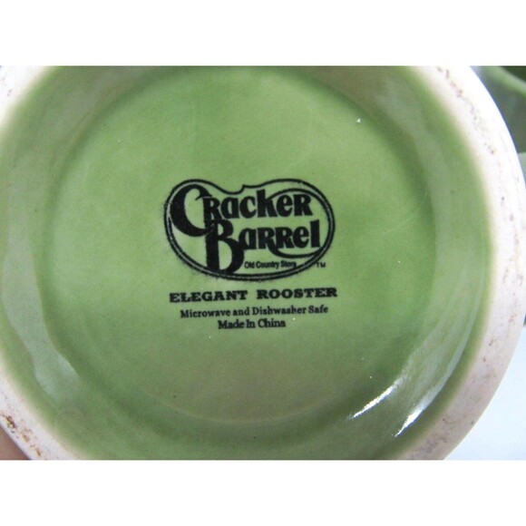 Cracker Barrel Elegant Rooster Green 4"  Mugs  Set Of 3 - Picture 7 of 9
